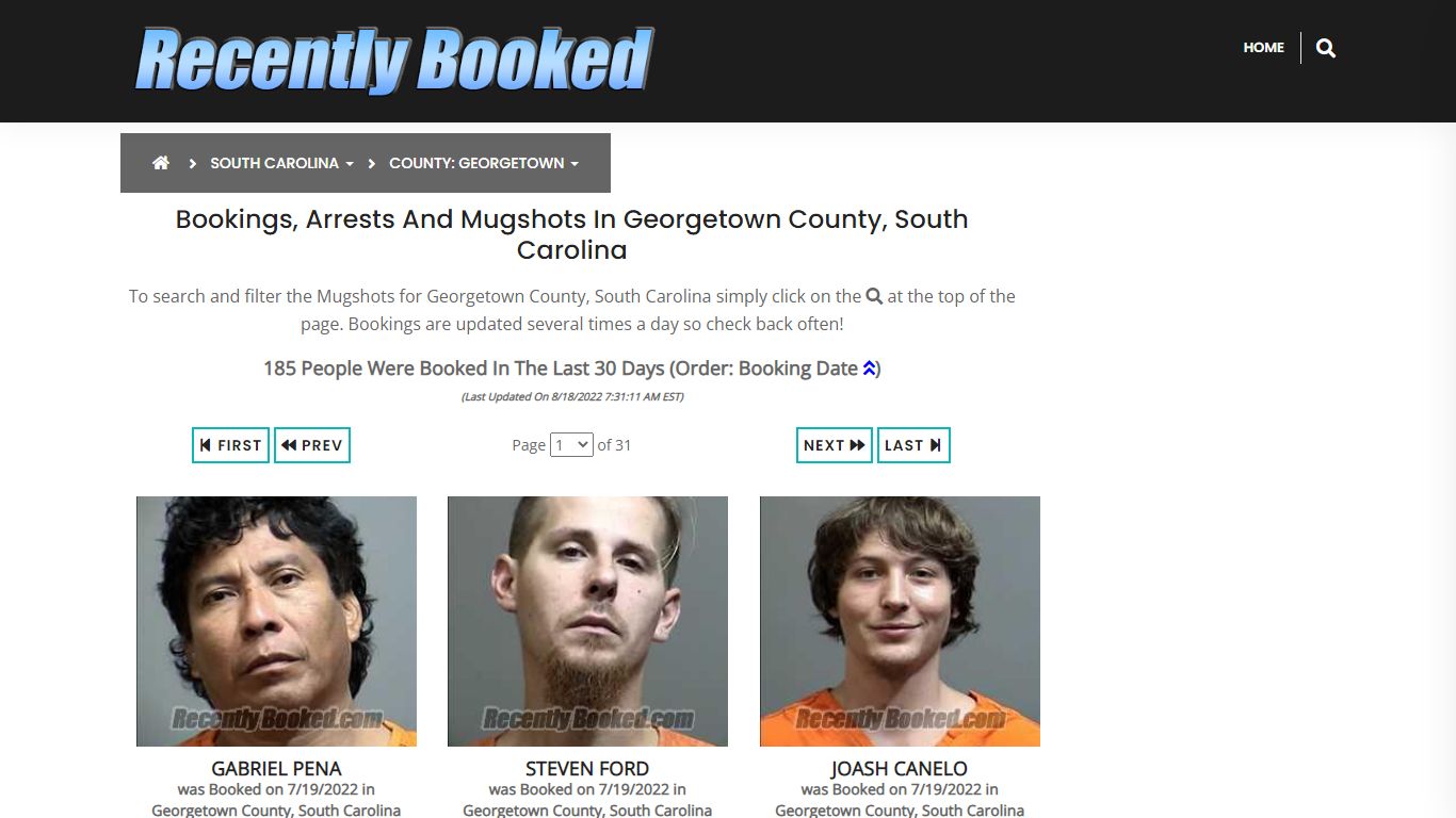 Recent bookings, Arrests, Mugshots in Georgetown County, South Carolina